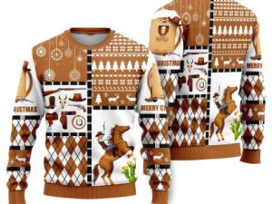 Horse Cowboy Merry Ugly Christmas Sweater - Image 1
