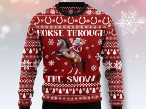 Horse Through The Snow Ugly Christmas Sweater Holiday Gift - Image 1
