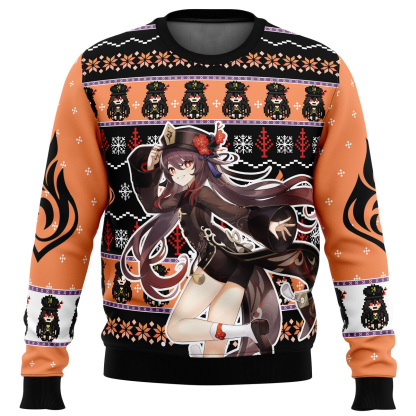 hu tao genshin impact ugly christmas sweater 1 Hu Tao Genshin Impact Ugly Christmas Sweater - Image 1