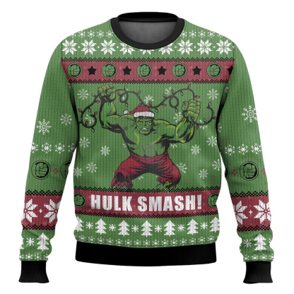 hulk smash ugly christmas sweater 1 Hulk Smash Ugly Christmas Sweater - Image 1