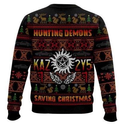 hunting demons saving christmas kaz 2y5 supernatural ugly christmas sweater 2 Hunting Demons Saving Christmas Kaz 2Y5 Supernatural Ugly Christmas Sweater - Image 2