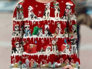 Husky Snow Christmas 3D Ugly Christmas Sweater - Image 1