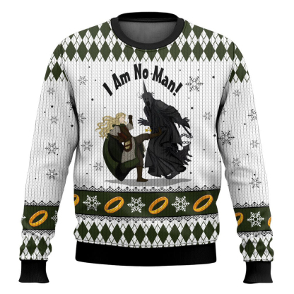i am no man lord of the rings ugly christmas sweater 1 I Am No Man Lord Of The Rings Ugly Christmas Sweater - Image 1