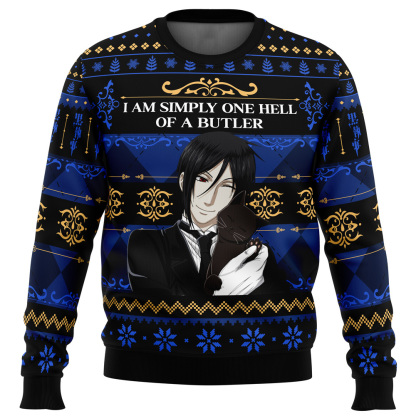 i am simply one hell of a butler black butler ugly christmas sweater 1 I Am Simply One Hell Of A Butler Black Butler Ugly Christmas Sweater - Image 1