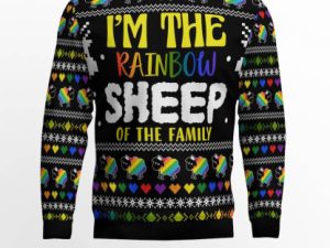 I Am The Rainbow Sheep Of Family Ugly Christmas Sweater - Image 1