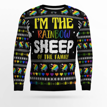 i am the rainbow sheep of family ugly christmas sweater 1 I Am The Rainbow Sheep Of Family Ugly Christmas Sweater - Image 1