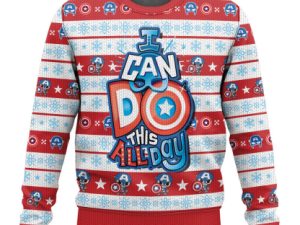 I Can Do This All Day Captain America Ugly Christmas Sweater - Image 1