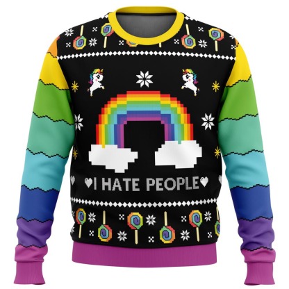 i hate people ugly christmas sweater 1 I Hate People Ugly Christmas Sweater - Image 1