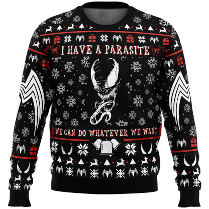 i have a parasite we are venom venom ugly christmas sweater 1 I Have A Parasite We Are Venom Venom Ugly Christmas Sweater - Image 1