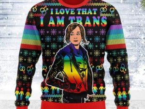I Love That I Am Trans Ugly Christmas Sweater - Image 1