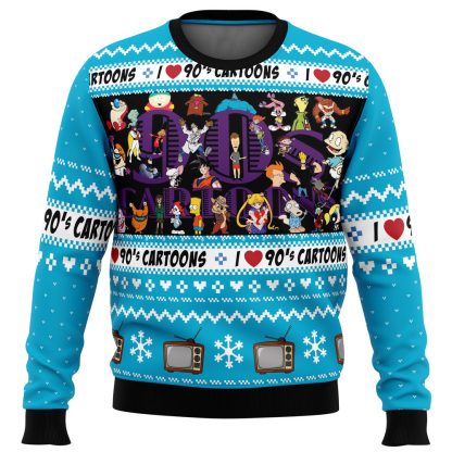 i love the 90s cartoons ugly christmas sweater 1 I Love The 90S Cartoons Ugly Christmas Sweater - Image 1