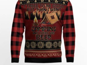I Tried To Be Good But Then I Went Camping Ugly Christmas Sweater - Image 1