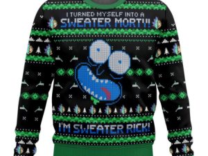 I Turned Myself Into A Sweater Morty Im Sweater Rick Rick Morty Ugly Christmas Sweater - Image 1
