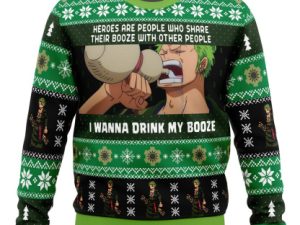 I Wanna Drink My Booze Zoro Op Pirates Ugly Christmas Sweater - Image 1