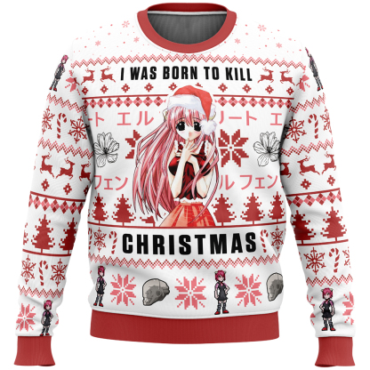i was born to kill christmas elfen lied ugly christmas sweater 1 I Was Born To Kill Christmas Elfen Lied Ugly Christmas Sweater - Image 1