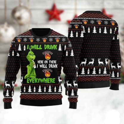 i will drink malibu rum everywhere ugly christmas sweater 1 I Will Drink Malibu Rum Everywhere Ugly Christmas Sweater - Image 1