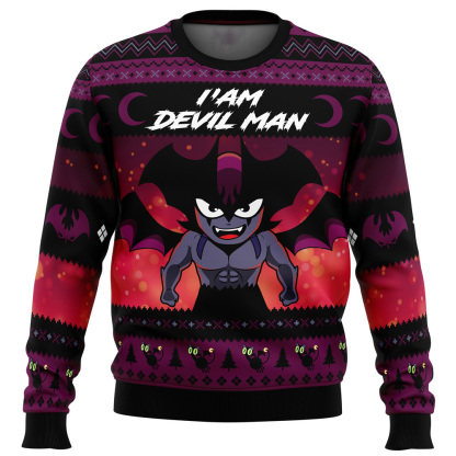iam devilman devilman ugly christmas sweater 1 Iam Devilman Devilman Ugly Christmas Sweater - Image 1