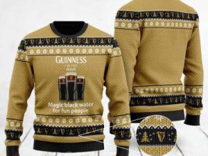 Iconic Irish Stout Beer Merry Xmas Drink Lover Ugly Knitted Christmas Sweater - Image 1