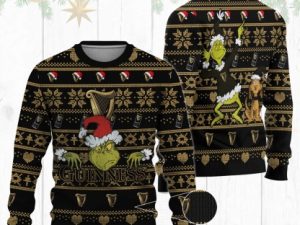 Iconic Irish Stout Grinch Ugly Christmas Sweater Holiday Gift - Image 1