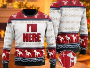 Im Here Ho Ho Ho For Dog Lover Ugly Christmas Sweater - Image 1