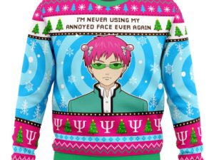 Im Never Using The Disastrous Life Of Saiki K Ugly Christmas Sweater - Image 1
