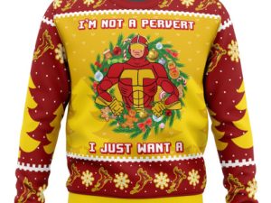Im Not A Pervert Turbo Man Ugly Christmas Sweater - Image 1
