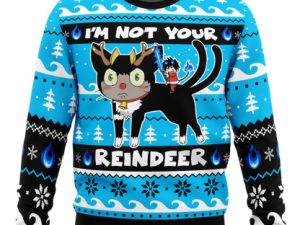 Im Not Your Reindeer Blue Exorcist Ugly Christmas Sweater - Image 1