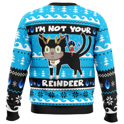 im not your reindeer blue exorcist ugly christmas sweater 2 Im Not Your Reindeer Blue Exorcist Ugly Christmas Sweater - Image 2