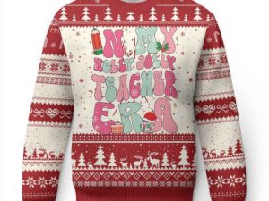 In My Holly Jolly Teacher Era Xmas Groovy Ugly Christmas Sweater - Image 1