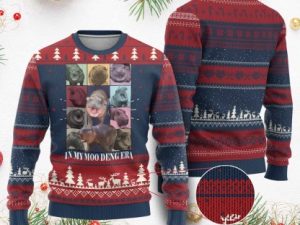 In My Moo Deng Era Ugly Christmas Sweater Cute Pygmy Hippo - Image 1