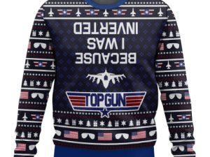 Inverted Top Gun Ugly Christmas Sweater - Image 1