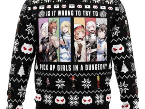 Is It Wrong To Try To Pick Up Girls Danmachi Ugly Christmas Sweater - Image 1
