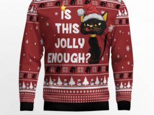 Is This Jolly Enough Black Cat Ugly Christmas Sweater - Image 1