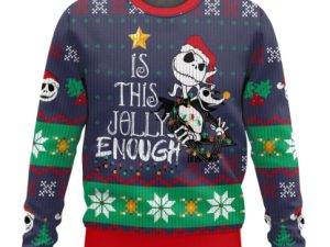 Is This Jolly Enough Jack Skellington Ugly Christmas Sweater - Image 1
