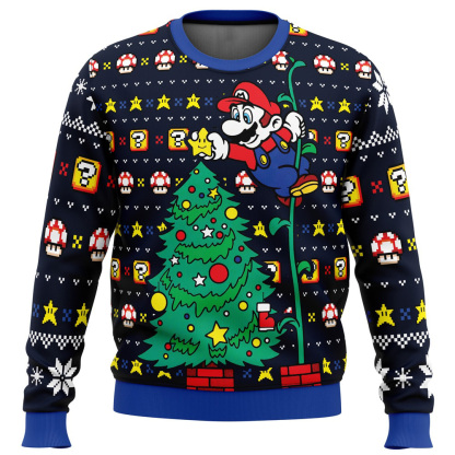 its a tree mario bros ugly christmas sweater 1 Its A Tree Mario Bros Ugly Christmas Sweater - Image 1