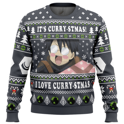 its curry stmas i love curry stmas log horizon ugly christmas sweater 1 Its Curry Stmas I Love Curry Stmas Log Horizon Ugly Christmas Sweater - Image 1