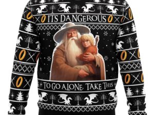 Its Dangerous To Go Alone Lord Of The Rings Ugly Christmas Sweater - Image 1