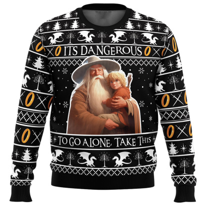 its dangerous to go alone lord of the rings ugly christmas sweater 1 Its Dangerous To Go Alone Lord Of The Rings Ugly Christmas Sweater - Image 1