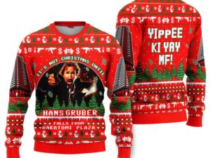 Its Not Christmas Until Fall From Nakatomi Plaza Red Ugly Christmas Sweater - Image 1