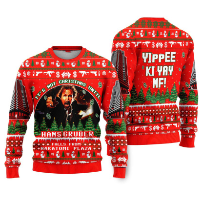 its not christmas until fall from nakatomi plaza red ugly christmas sweater 1 Its Not Christmas Until Fall From Nakatomi Plaza Red Ugly Christmas Sweater - Image 1
