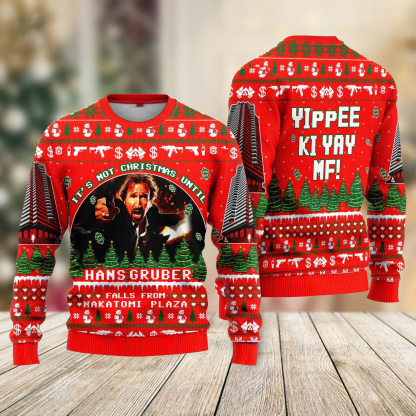 its not christmas until fall from nakatomi plaza red ugly christmas sweater 2 Its Not Christmas Until Fall From Nakatomi Plaza Red Ugly Christmas Sweater - Image 2