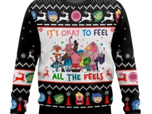 Its Okay To Feel All The Feels Inside Out Ugly Christmas Sweater - Image 1