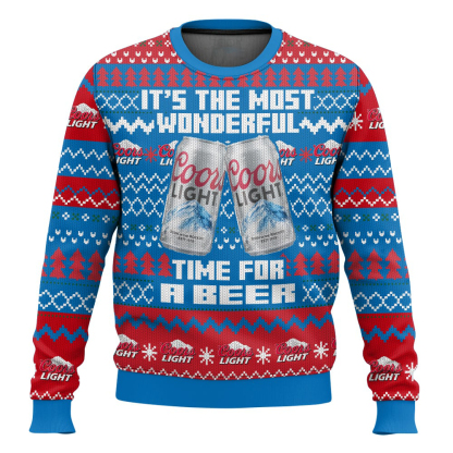 its the most wonderful time for a coors light ugly christmas sweater 1 Its The Most Wonderful Time For A Coors Light Ugly Christmas Sweater - Image 1