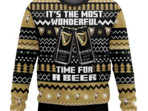 Its The Most Wonderful Time For A Iconic Irish Stout Ugly Christmas Sweater - Image 1