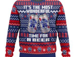 Its The Most Wonderful Time For A Pabst Blue Ribbon Ugly Christmas Sweater - Image 1