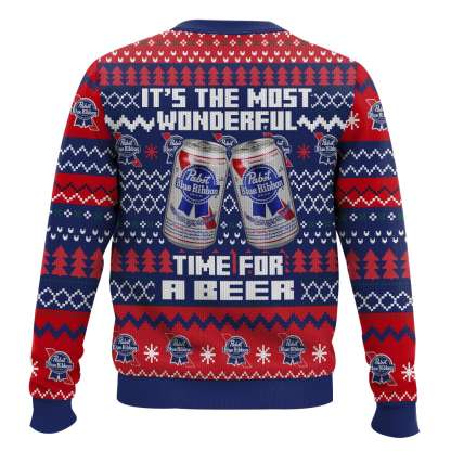 its the most wonderful time for a pabst blue ribbon ugly christmas sweater 2 Its The Most Wonderful Time For A Pabst Blue Ribbon Ugly Christmas Sweater - Image 2