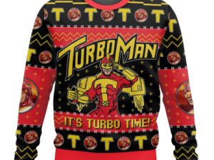 Its Turbo Time Turbo Man Jingle All The Way Ugly Christmas Sweater - Image 1