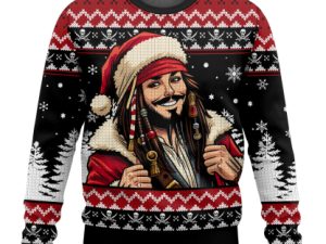 Jack Sparrow Pirates Of The Caribbean Ugly Christmas Sweater Holiday Gift - Image 1