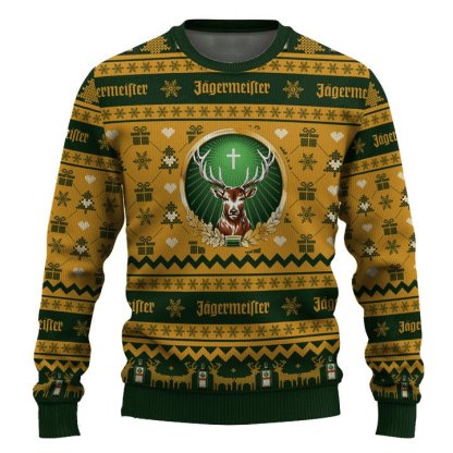 jagermeister snowing ugly christmas sweater 2 Jagermeister Snowing Ugly Christmas Sweater - Image 2
