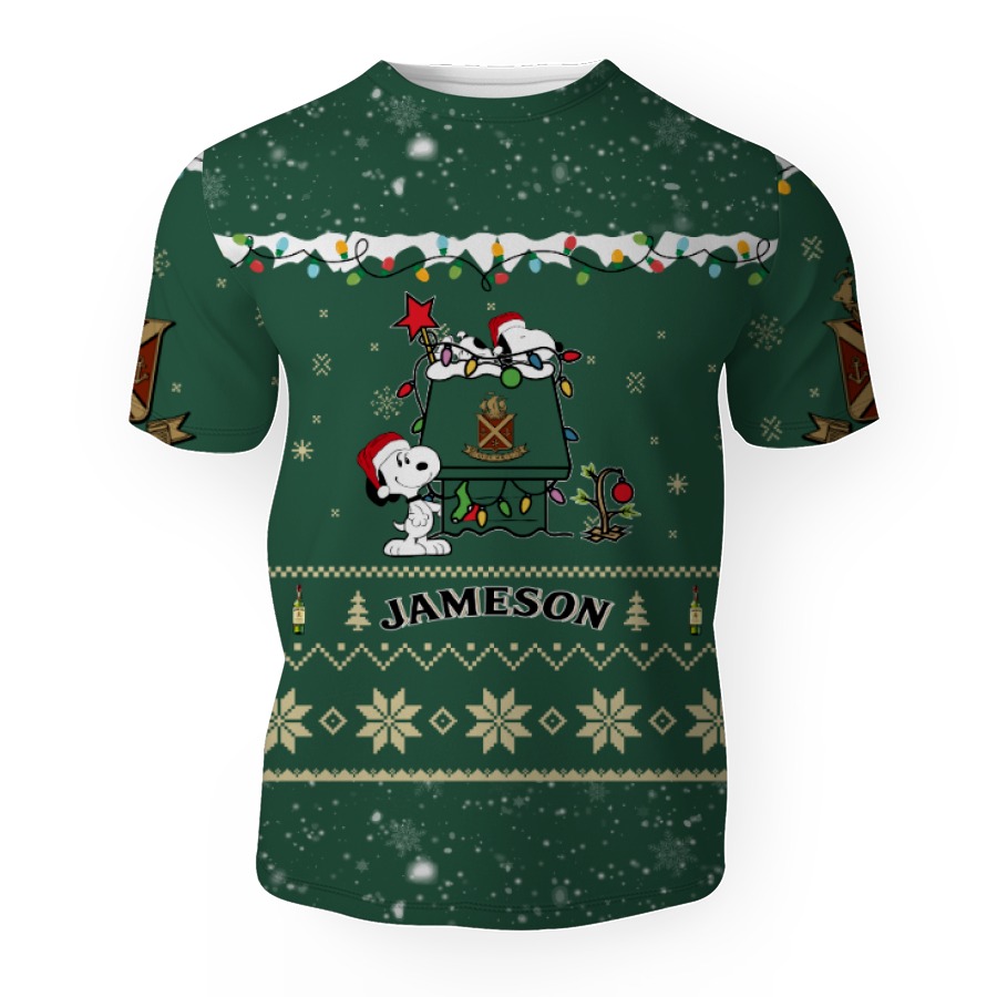 jameson american merry christmas snoopy house cute fan gift 3d unisex t shirt 1 Jameson American Merry Christmas, Snoopy House Cute Fan Gift-3D Unisex T-Shirt - Image 1